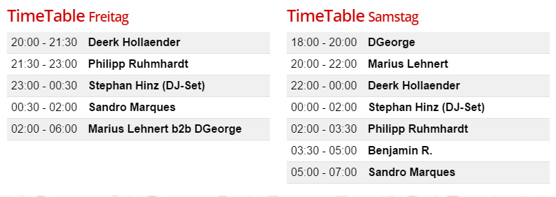 Timetable Das Ding