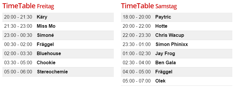 Timetable Gayphoria
