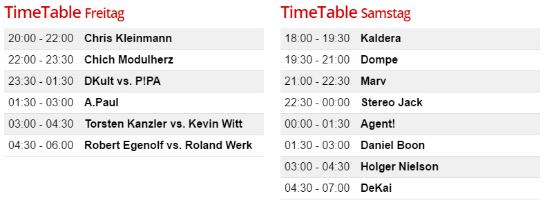 Timetable Naked Lunch